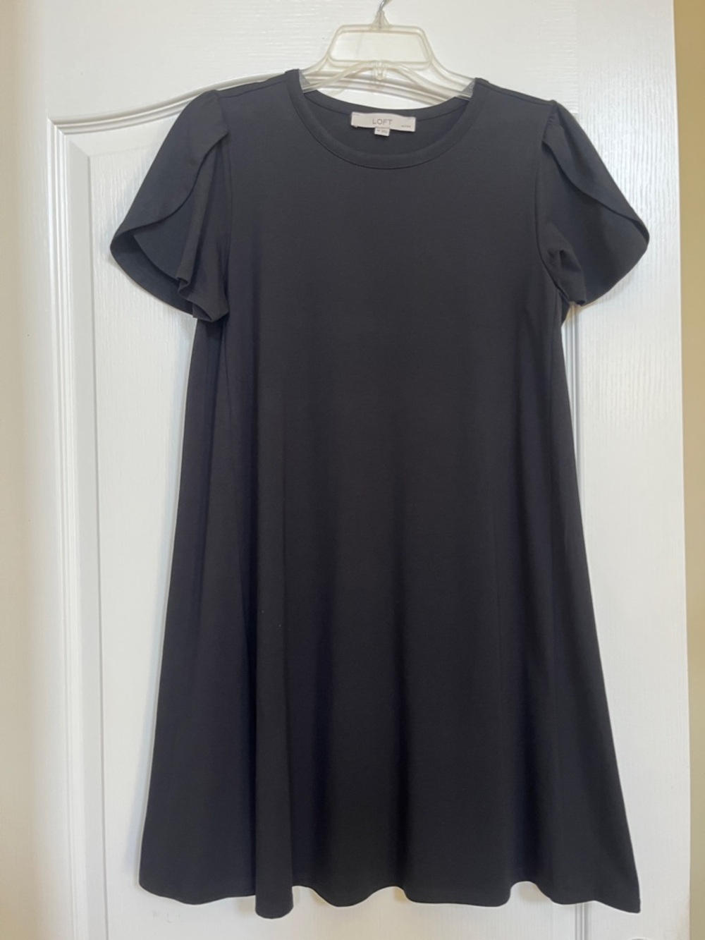 NWOT LOFT Black Petal Sleeve Swing Dress